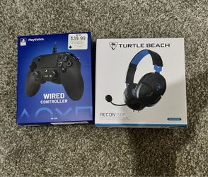 PS4 Wired Controller & Turtle Beach Recon 50P Headset Bundle