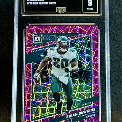 2021 Donruss Optic 💥 Brian Dawkins 💥 Pink Velocity Prizm /79 GMA 9 Mint 💎 - Philadelphia Eagles