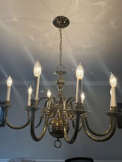 Polished brass chandelier