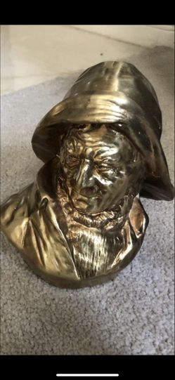 2 Vintage Brass “old salt” Fisherman/sailor/captain statue Seaman bust paperweight/ bookend