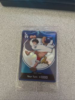 Dodgers x One Piece Collab Promo Card featuring Monkey D. Luffy
