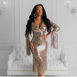 Sequins V-Neck Dress Bodycon