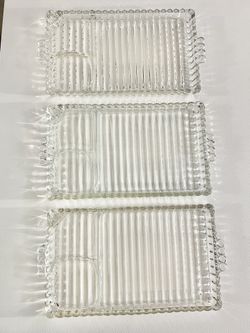 1930’s Crystal Desert Trays Set of Three 11 X 6 mm