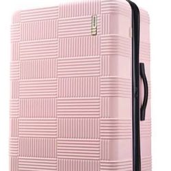New 28" American Tourister NXT Luggage Hardside Checked Spinner Suitcase Pink