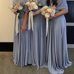 TwoBirds Dusty Blue Bridesmaid Dress 