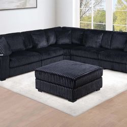 Brand New Elegant Modular Comfy Corduroy Sectional Set 