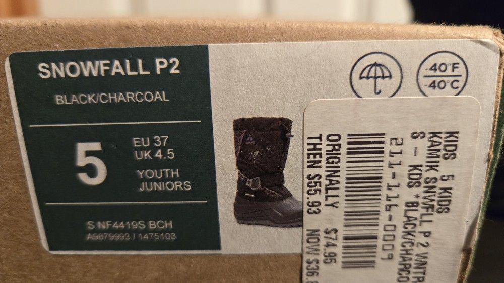 Kamik Snowfall P2 Kids size 5