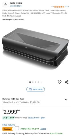 AWOL VISION Projector Plus Projector Screen