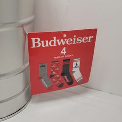 Budwieser Beer SOCKS With Mini Metal Keg/Barrel