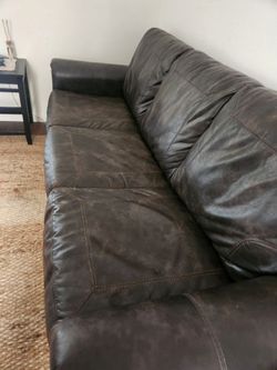 Brown leather sofa