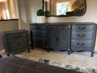 French provincial Long Grey Dresser . Side Tables separate