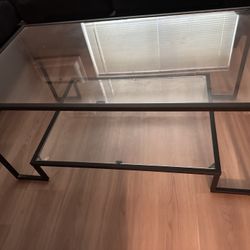 Black Metal Tempered Glass Coffee Table 