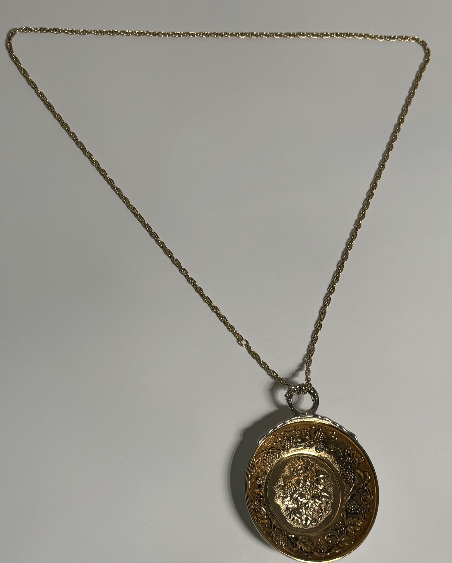 Vintage Silver Sommelier Tastevin On Gold Tone Chain