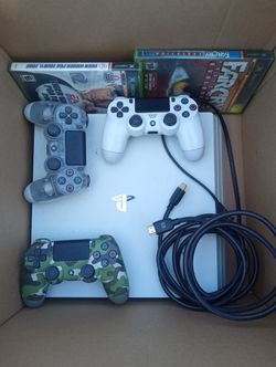 PS4 Pro Console 1TB, 3 Controllers & 3 Games, with Power Cord & HDMI Cable