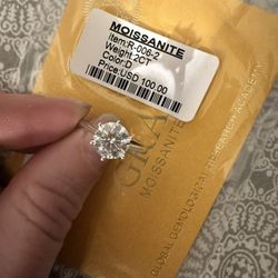 2ct Moissanite Ring In Sterling Silver