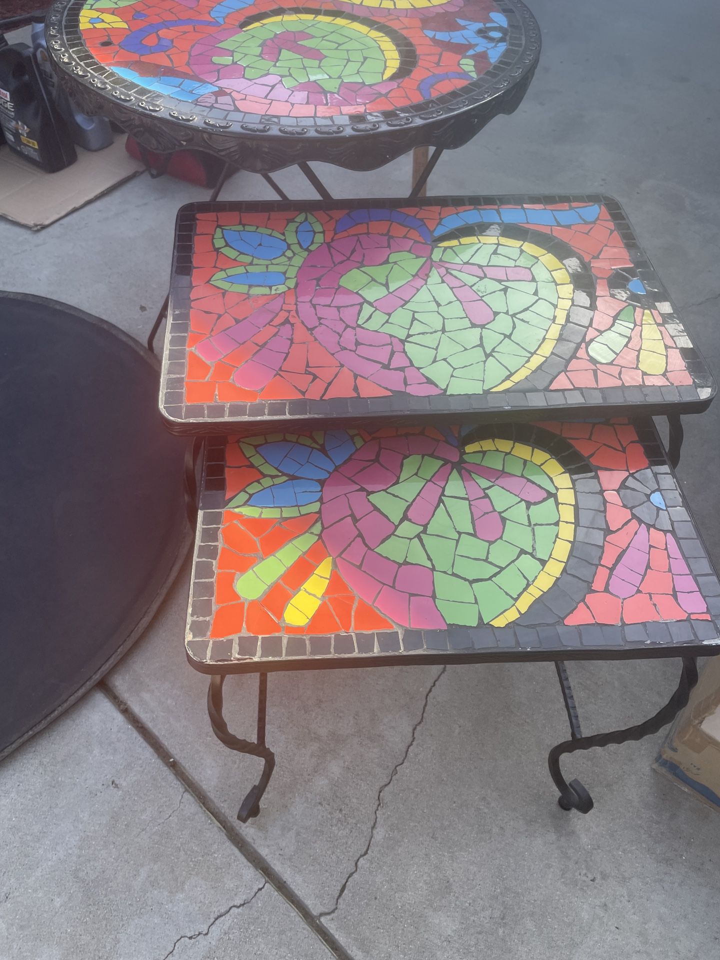 two outdoor  tables