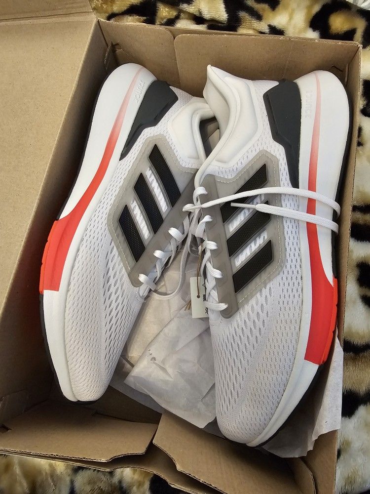 Adidas Mens EQ21 Run H00511 Running Shoes Sneakers Size 12 White/Black/Gray New