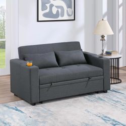 Convertible Sofa Sleeper Sofa W/ Cup Holders
