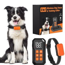 Wireless Dog Fence,Wireless Dog Fence System,Electric Dog Fence,Dog Shock Collar for Large Medium,985 FT Dog Training Collar with Remote,Waterproof,Re