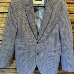 Tailorbyrd Mens Blazer Sport Coat Blue Stripe Stretch Seersucker Elbow 38S 