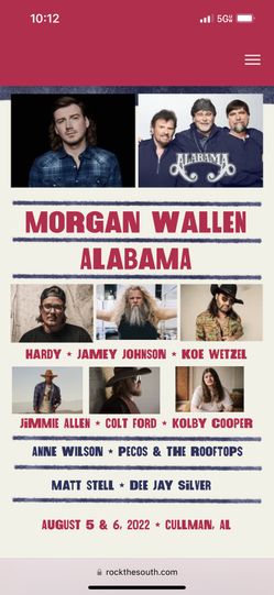 2 Rock The South Two Day Passes
