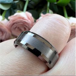 8mm Gunmetal Tungsten Carbide Wedding Band Engagement Ring for Men Women Fashion Jewelry Brushed Finish Comfort Fit