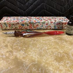 Italian Hand Blown Glass Calligraphy Pen