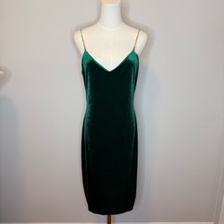 love J Emerald Green Velvet Slip Dress with Gold Chain Straps