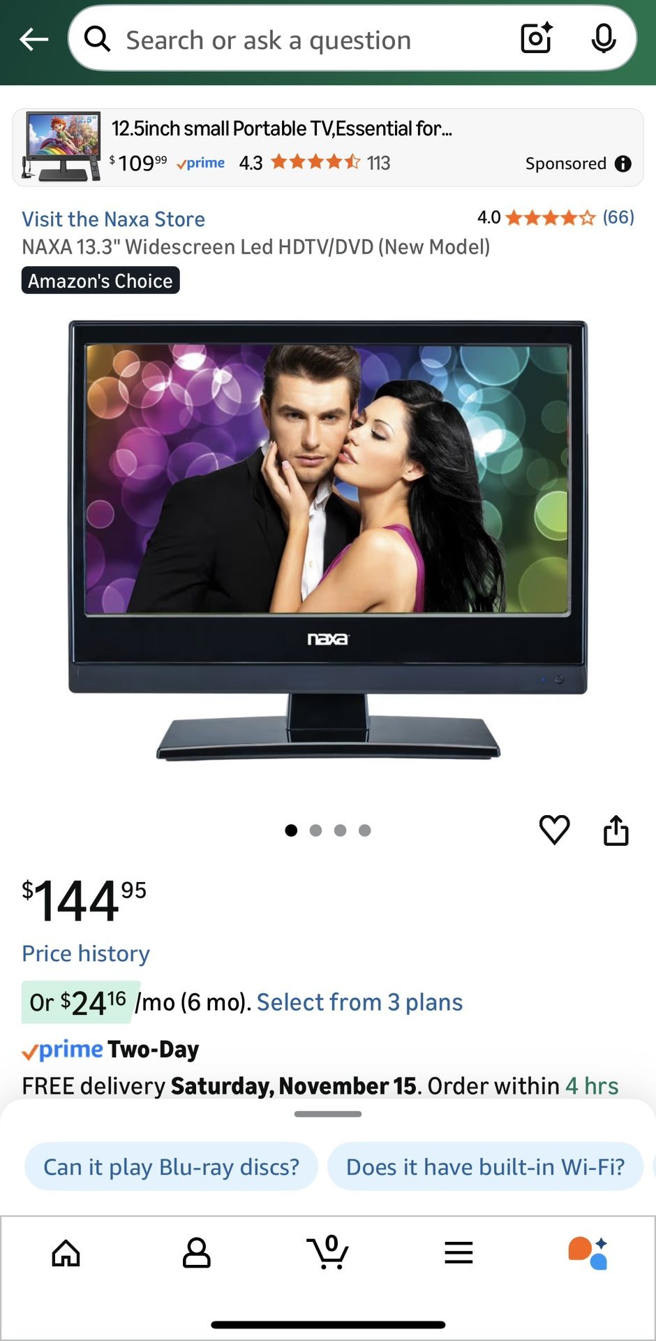 LED TV & DVD Player - 13.3”