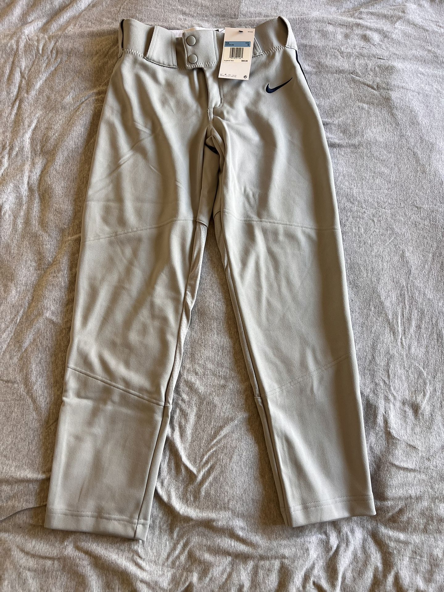 Nike BOYS Vapor Select Full Length Piped Baseball Pants Grey / Navy Size KIDS Medium BQ6426-059