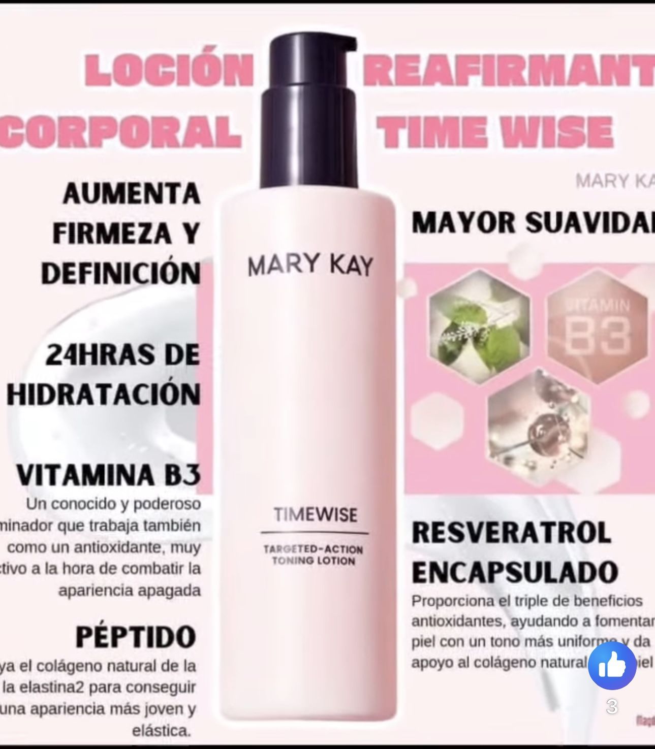 Loción Reafirmante Corporal TimeWise Targeted-Action® La Loción Reafirmante Corporal TimeWise Targeted-Action® provee beneficios visibles y 24 horas d