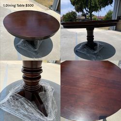 Ashely Brown Wood Extendable Round/ Oval Dining Table