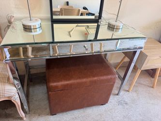 Mirrored Glass Iron Desk