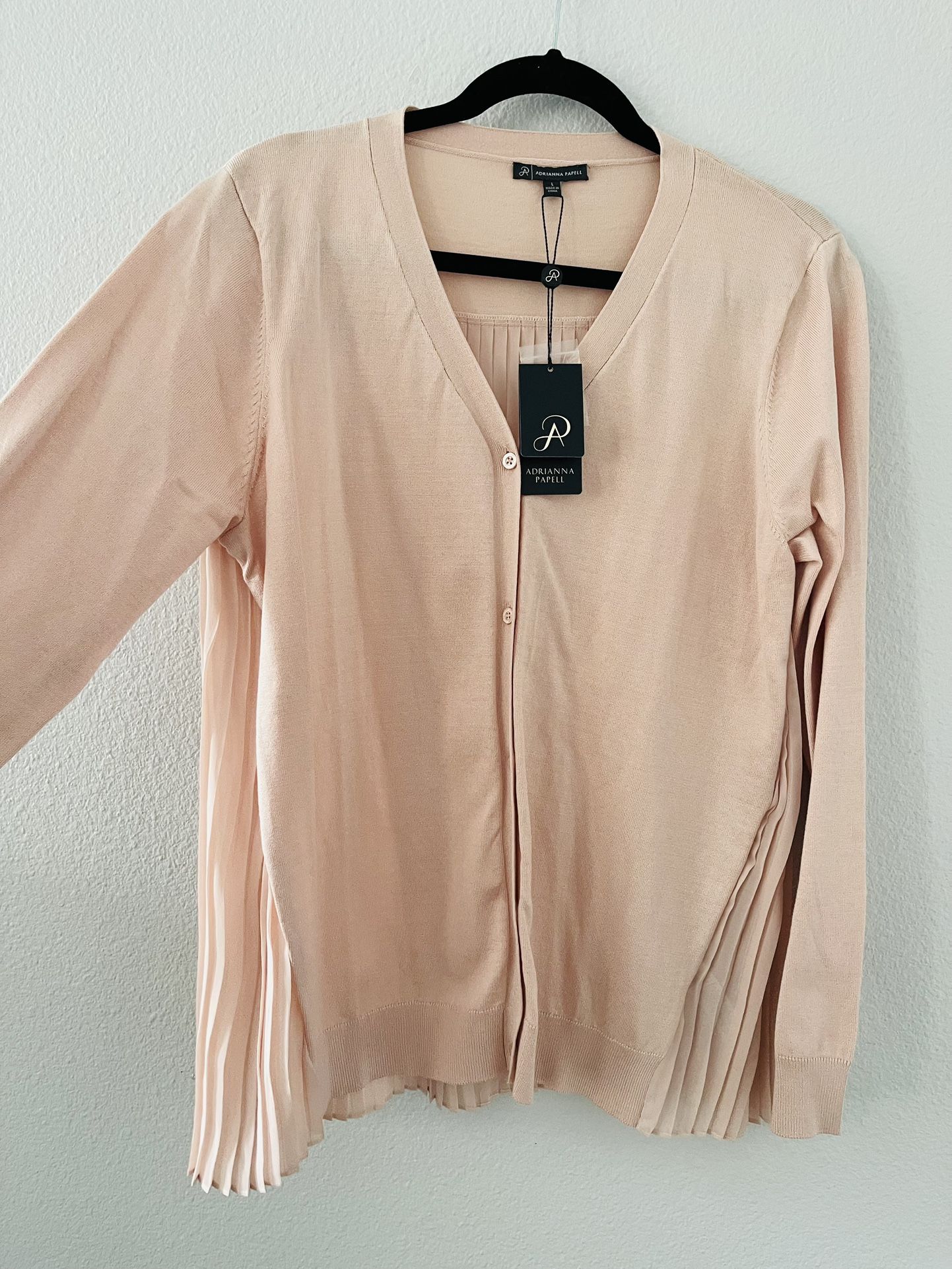 Adrianna Papell Blush Pleated Back Cardigan