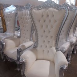 White And Silver Throne Chairs   ( Ask For Jose)