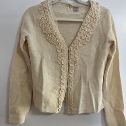 Anthropologie Moth merino wool cardigan with rosette detailing Size S