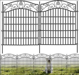 5 Panels No Dig Decorative Outdoor Garden Fence, 32 in(H) X 11.8 ft(L)
