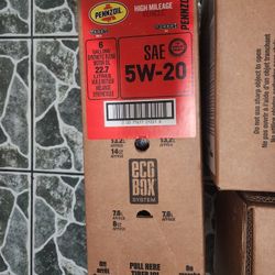 Pennzoil High Mileage synthetic blend 5w20 6 GALLON