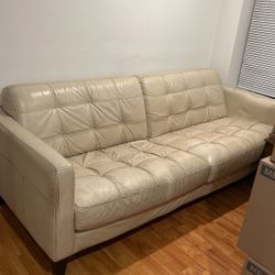 White Leather Couch 