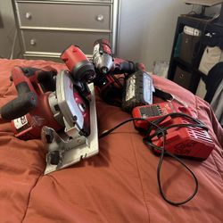 Set Of Tools  Milwaukee Brand All Battery With Charger And  Batteries 
