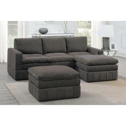Brown Sectional Sofa With Ottoman 