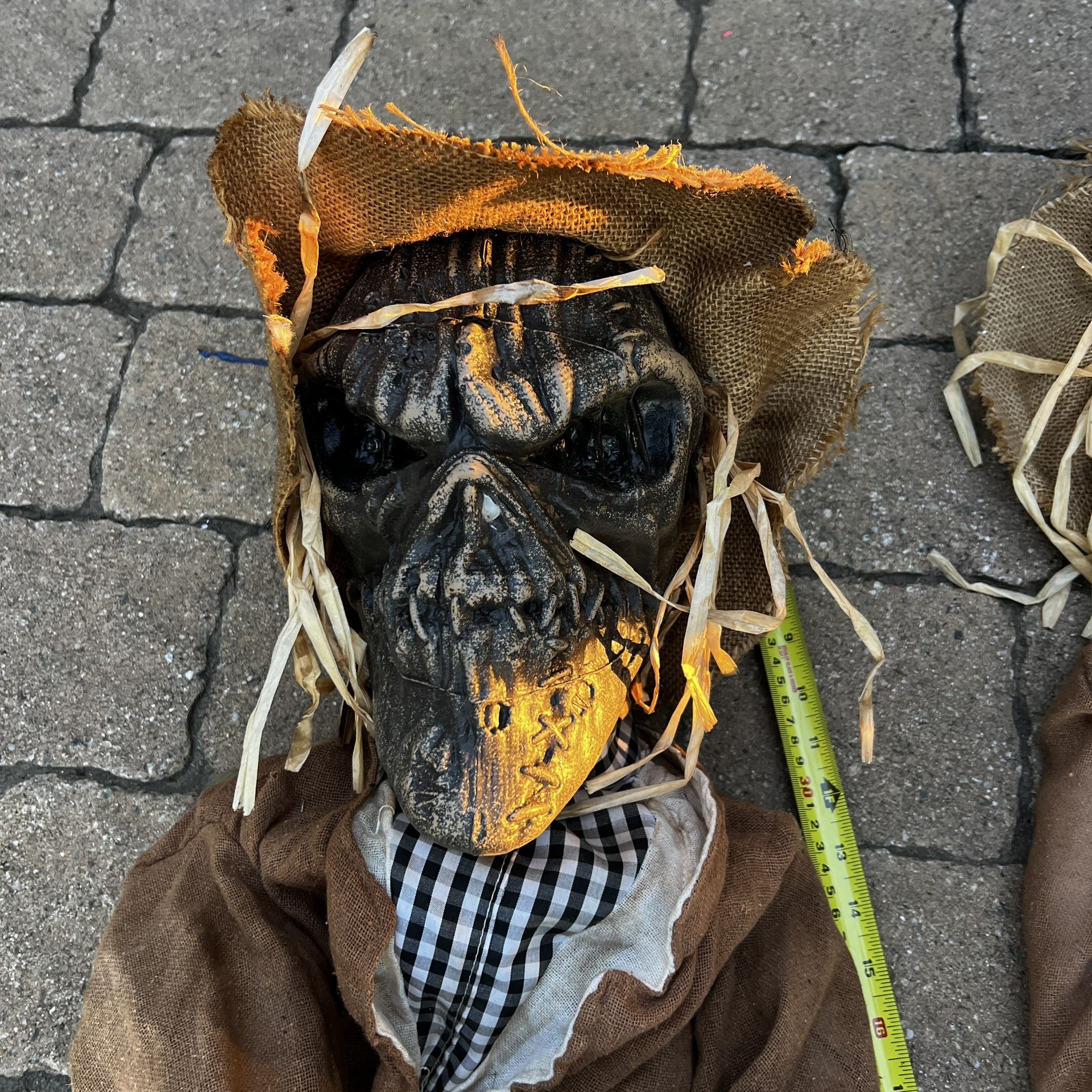 Pair Of 4 Ft Static Sitting Hanging Zombie Ghoul Scarecrows Halloween Decor