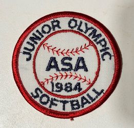 Vintage 1984 ASA Junior Olympic Softball Patch — Amateur Softball Association