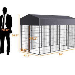 BingoPaw CC Welded Wire Dog Kennel W/ Cover, 8.2 ft. x 4 ft. x 5.4 ft