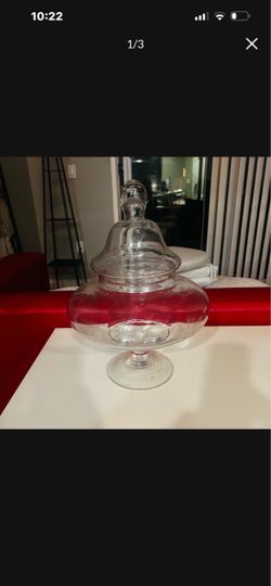 Apothecary Jar Clear Glass With Lid Large 16”