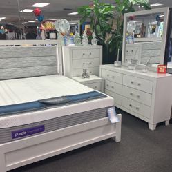 Special Offer Now👍Beautiful White 5pc Bedroom Furniture Set Available Crazy Deal Only $799