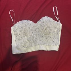 white sparkling corset top