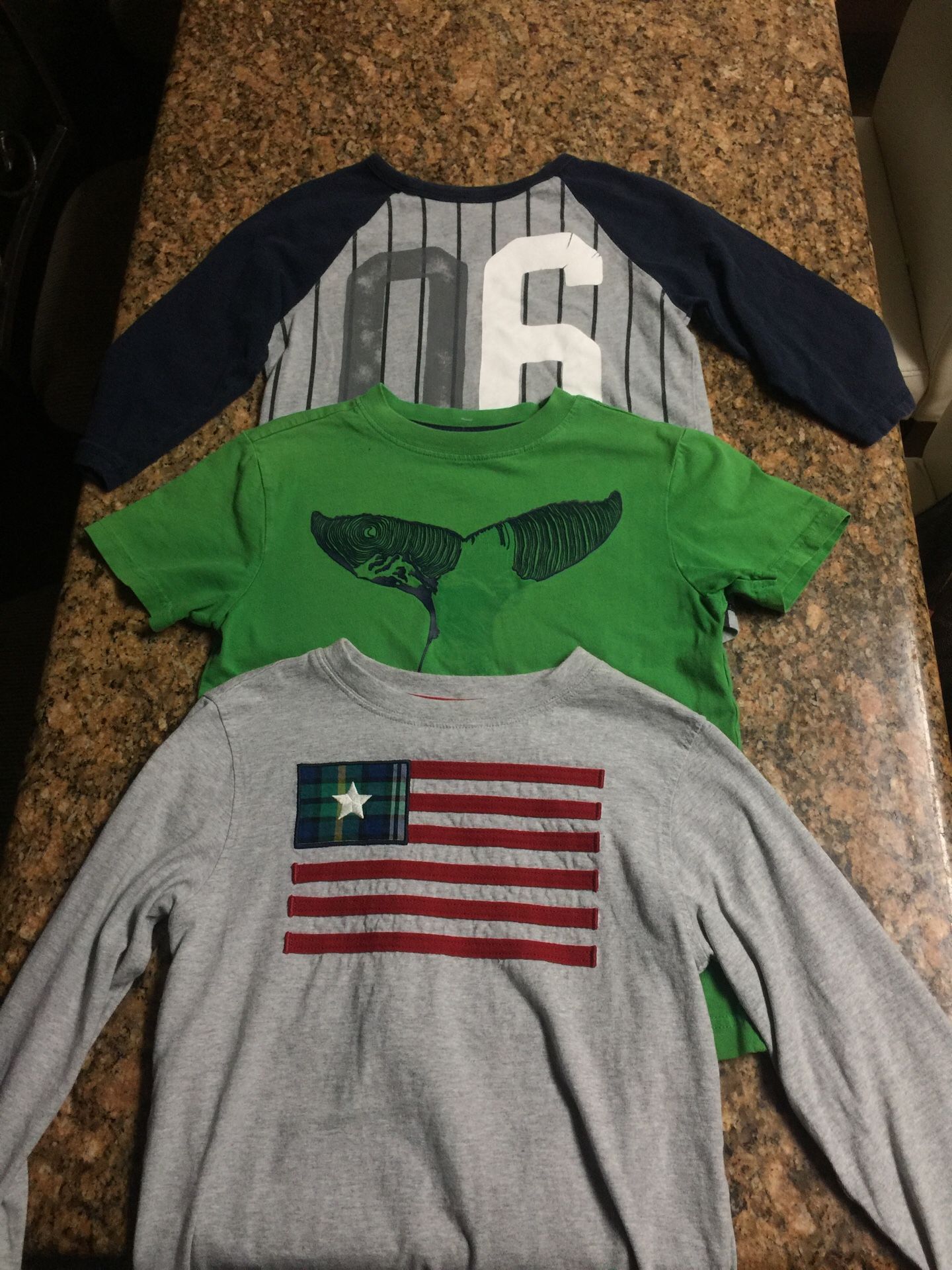 Boys Gymboree, green short sleeve, 3/4 sleeve and long sleeve Size 7