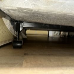 full-sized bed frame + box spring mattress