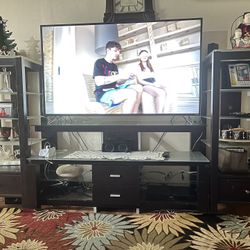 Three Pieces Espresso Entertainment Center 